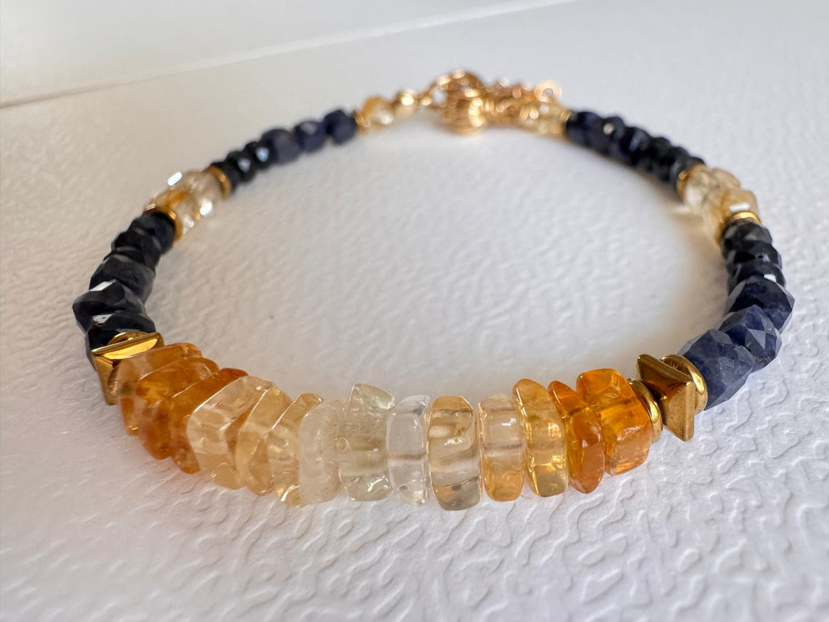 Bransoletka z cytrynu i szafiru z zapięciem Gold Filled