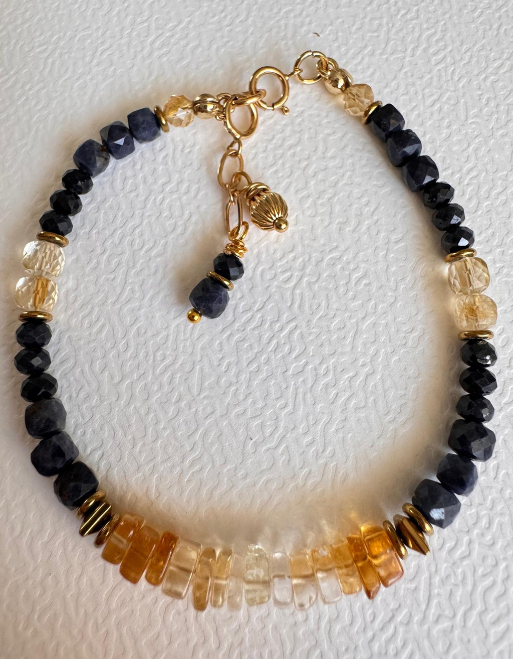 Bransoletka z cytrynu i szafiru z zapięciem Gold Filled