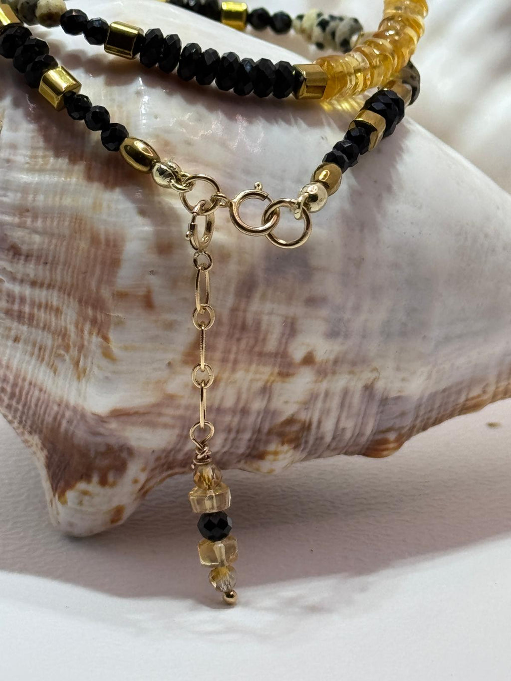 Citrine, Black Tourmaline & Dalmatian Jasper Necklace & Bracelet Set