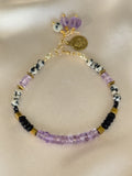 Amethyst, Black Tourmaline & Dalmatian Jasper Bracelet