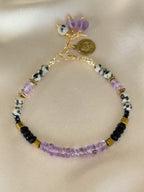 Amethyst, Black Tourmaline & Dalmatian Jasper Bracelet