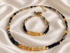 Citrine, Black Tourmaline & Dalmatian Jasper Necklace & Bracelet Set