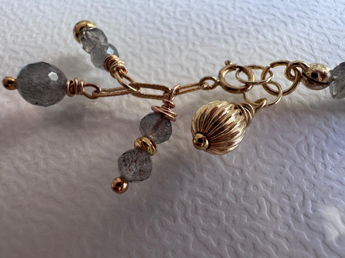 Natural Labradorite Gold Filled Bracelet
