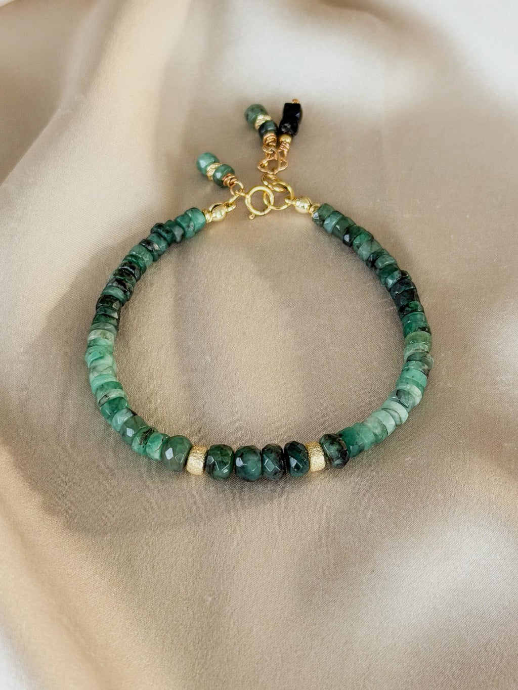 Natural Emerald Gold Filled Bracelet