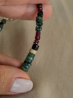Emerald & Garnet Bracelet with Gold Filled Details