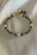 Smoky Quartz & Blue Grey Pearl Bracelet