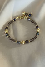 Smoky Quartz & Blue Grey Pearl Bracelet
