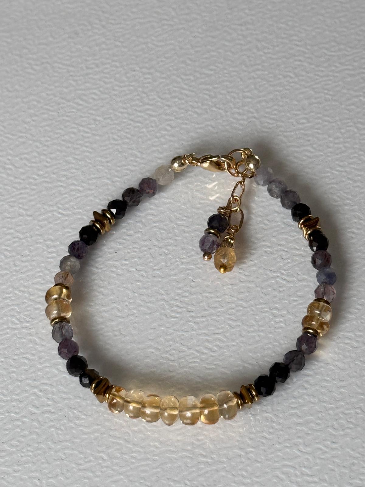 Citrine & Blood Iolite Gold Filled Bracelet