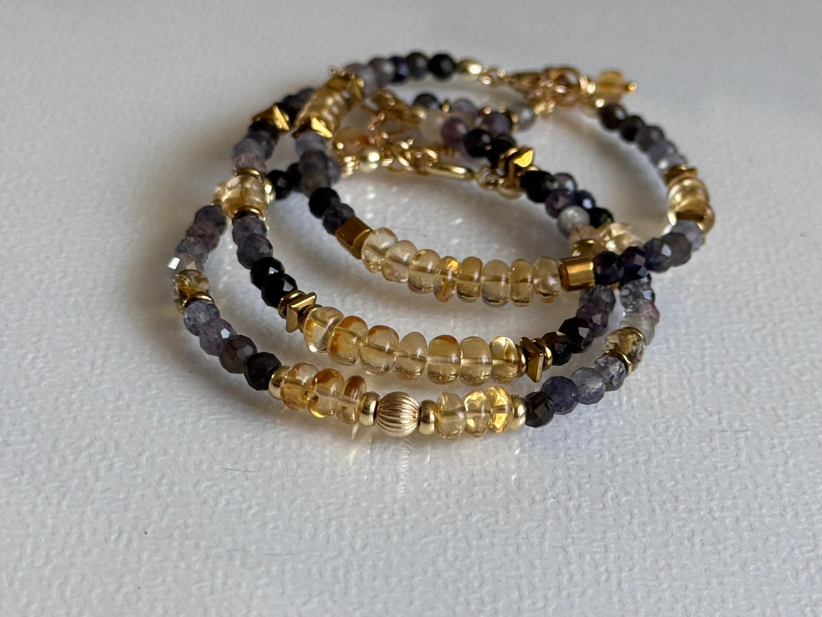 Citrine & Blood Iolite Gold Filled Bracelet