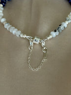 Sodalite & Moonstone Sterling Silver Bracelet with Magnetic Clasp