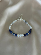 Sodalite & Moonstone Sterling Silver Bracelet with Magnetic Clasp