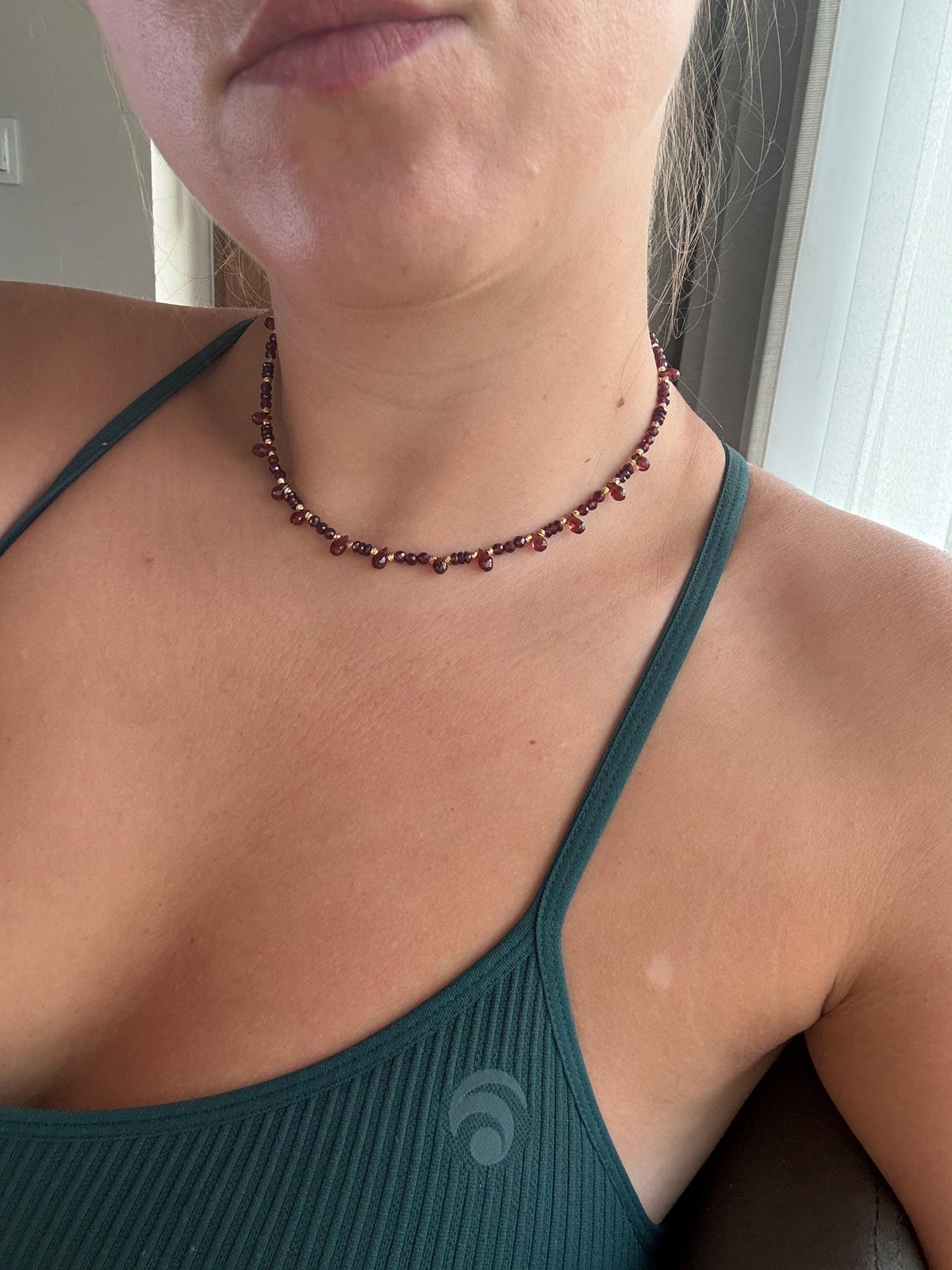 Garnet Necklace | Handmade Natural Garnet Choker | Gold Filled Clasp | Minimalist Gemstone Necklace | Gift for Her