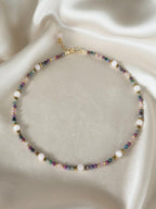 Ruby in Fuchsite & Rose Quartz Necklace, Gold Filled Clasp
