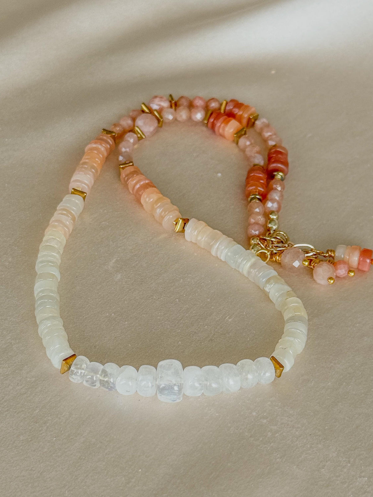Moonstone & Sunstone Necklace | Handmade Natural Gemstone Necklace | Gold Filled Clasp | Minimalist Jewelry | Stone Orchard
