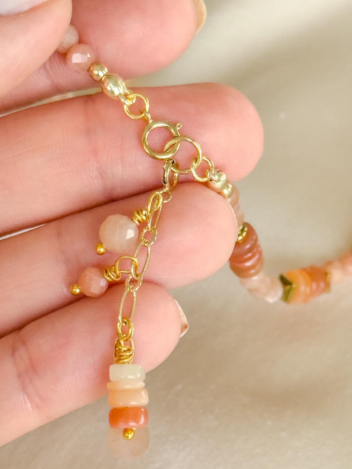 Moonstone & Sunstone Necklace | Handmade Natural Gemstone Necklace | Gold Filled Clasp | Minimalist Jewelry | Stone Orchard