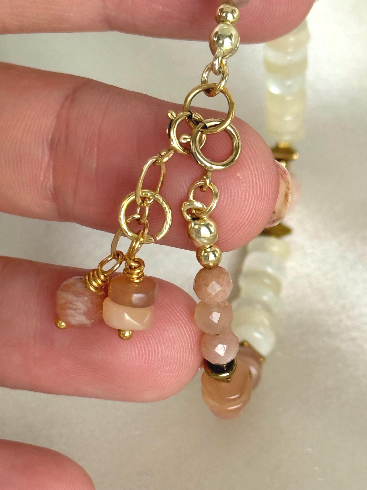 Moonstone & Sunstone Bracelet | Natural Gemstone Bracelet | Gold Filled clasp | Handmade Bracelet | Stone Orchard