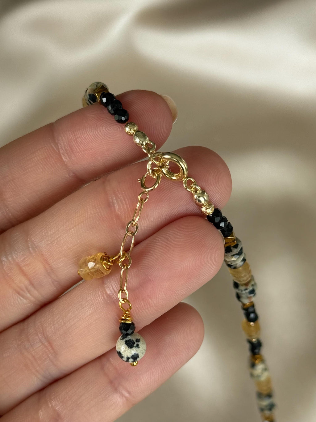 Citrine, Black Tourmaline & Dalmatian Jasper Necklace | Natural Gemstone Necklace | Gold Filled | Handmade Minimalist Jewelry |Stone Orchard