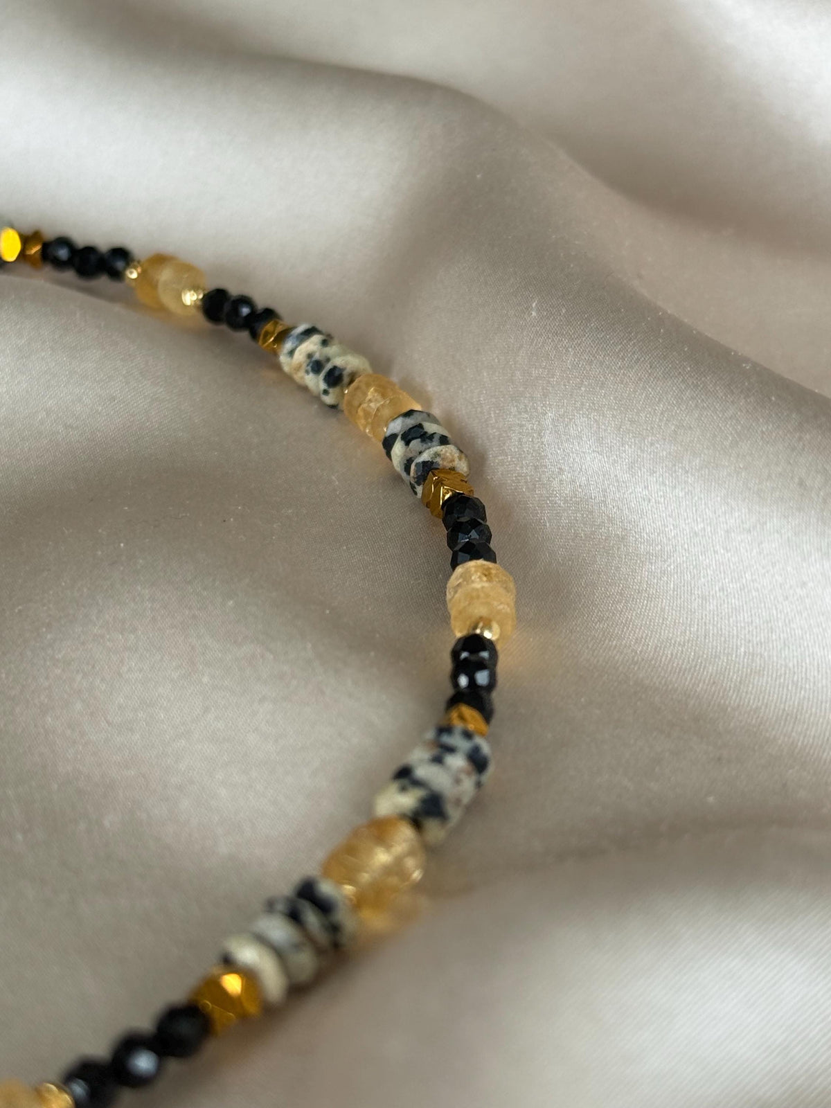 Citrine, Black Tourmaline & Dalmatian Jasper Necklace | Natural Gemstone Necklace | Gold Filled | Handmade Minimalist Jewelry |Stone Orchard