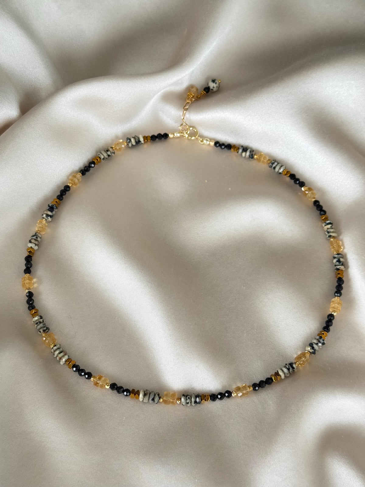 Citrine, Black Tourmaline & Dalmatian Jasper Necklace | Natural Gemstone Necklace | Gold Filled | Handmade Minimalist Jewelry |Stone Orchard