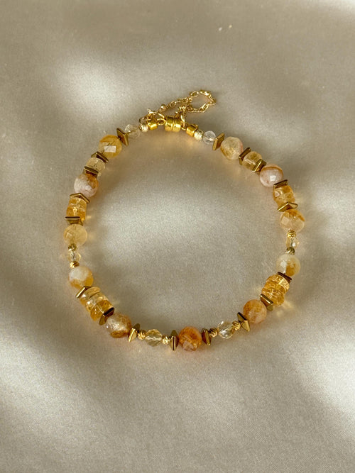 Citrine & Hematite Bracelet | Natural Gemstone Bracelet | Gold Filled | Handmade Minimalist Jewelry | Gift for Her | Stone Orchard