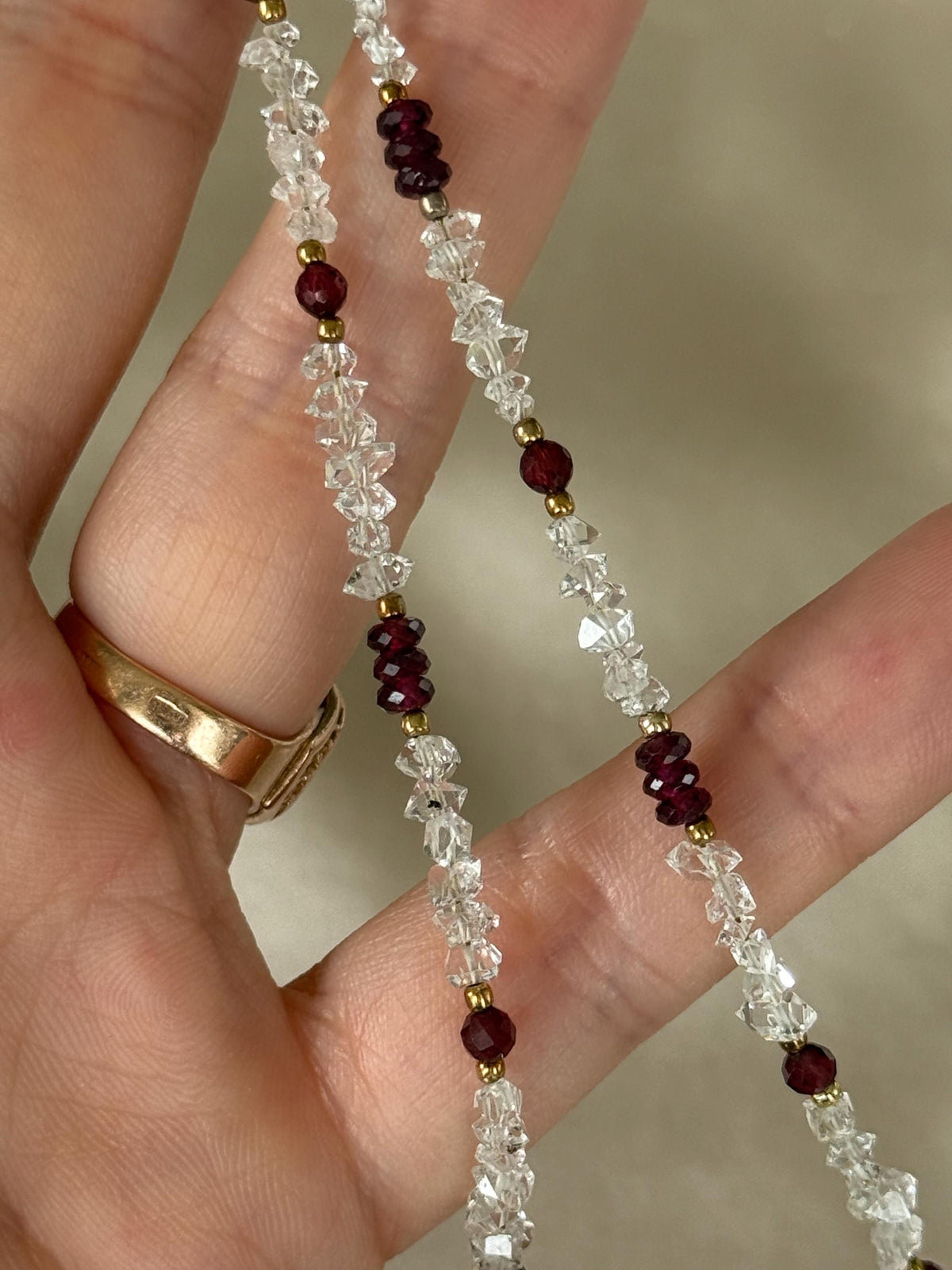 Herkimer Diamond & Garnet Necklace | Natural Gemstone Necklace | Gold Filled | Handmade Jewelry | Gift for Her | Stone Orchard