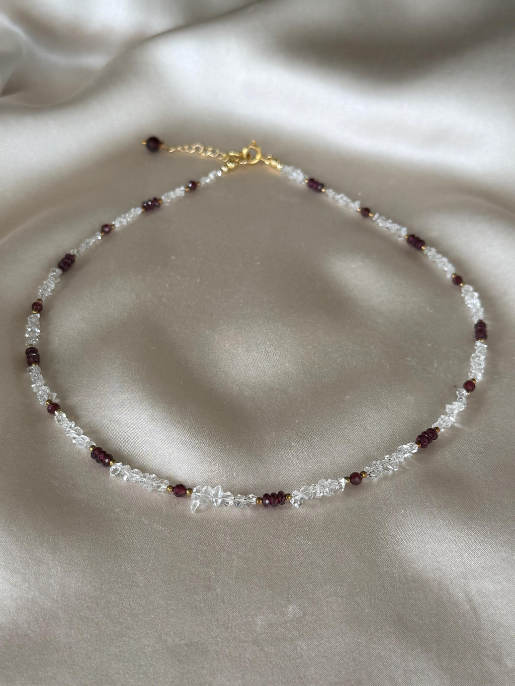 Herkimer Diamond & Garnet Necklace | Natural Gemstone Necklace | Gold Filled | Handmade Jewelry | Gift for Her | Stone Orchard