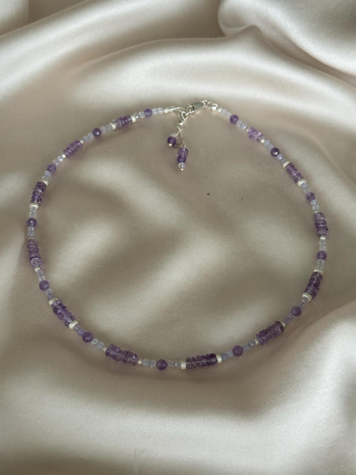 Amethyst Necklace | Dainty Sterling Silver Necklace | Natural Gemstone Jewelry | Minimalist Purple Necklace | Gift for Her