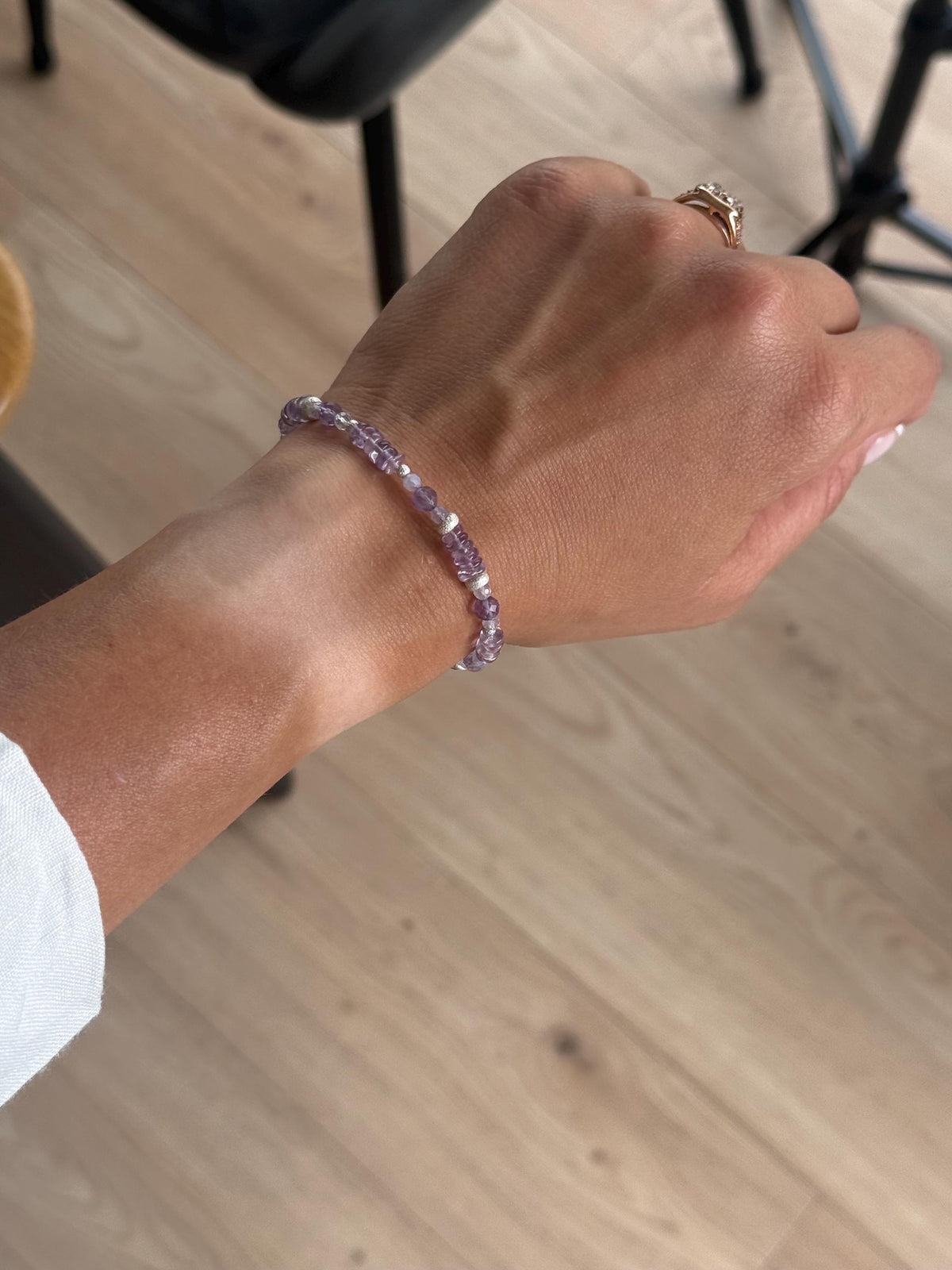 Natural Amethyst Bracelet | Sterling Silver 925 | Handmade Gemstone Bracelet | Coin Charm Bracelet | Minimalist Jewelry | Gift for Her
