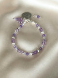 Natural Amethyst Bracelet | Sterling Silver 925 | Handmade Gemstone Bracelet | Coin Charm Bracelet | Minimalist Jewelry | Gift for Her