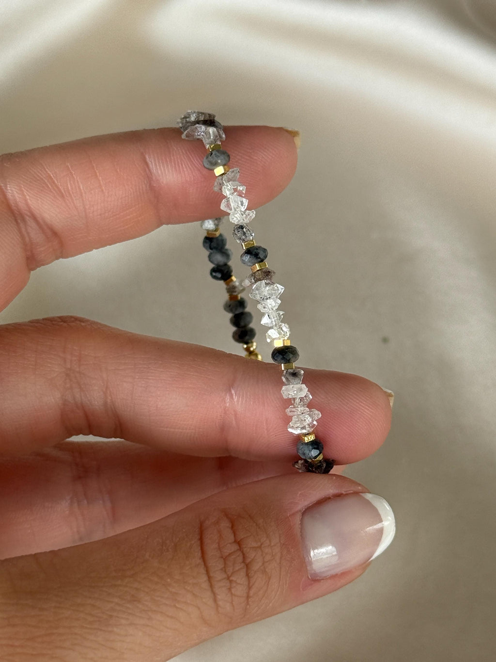 Herkimer Quartz Bracelet | Natural Gemstone Bracelet | Gold Filled | Handmade Minimalist Jewelry | Dainty Crystal Bracelet | Gift for Her