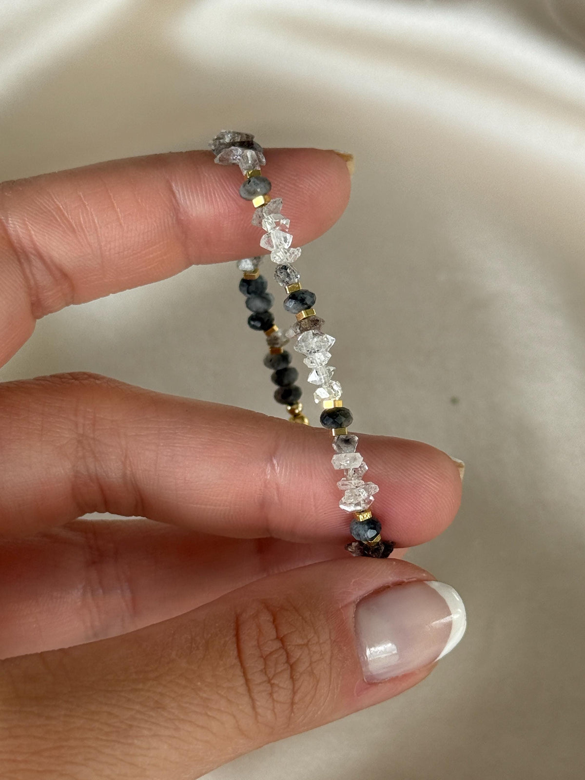 Herkimer Quartz Bracelet | Natural Gemstone Bracelet | Gold Filled | Handmade Minimalist Jewelry | Dainty Crystal Bracelet | Gift for Her
