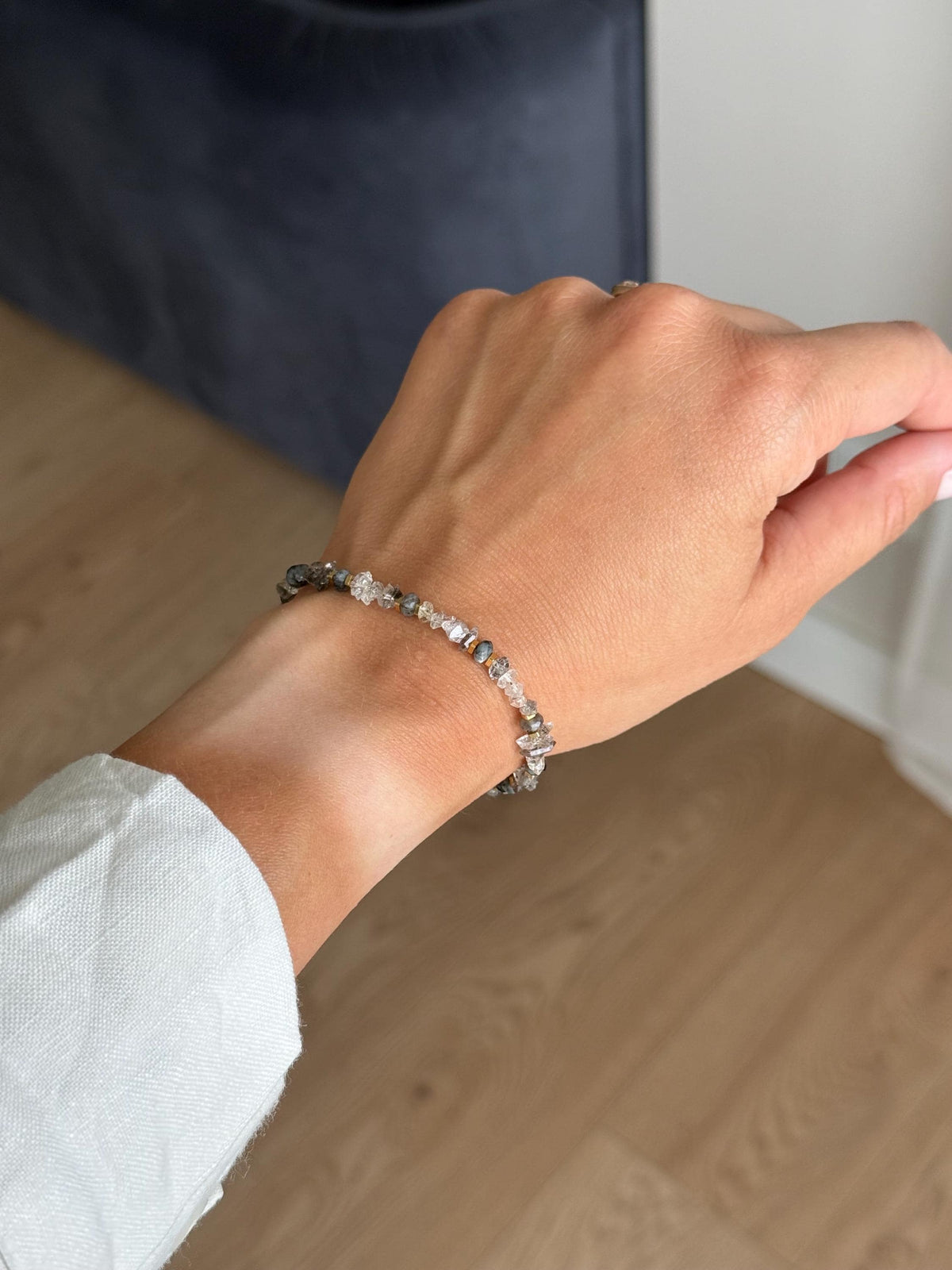 Herkimer Quartz Bracelet | Natural Gemstone Bracelet | Gold Filled | Handmade Minimalist Jewelry | Dainty Crystal Bracelet | Gift for Her