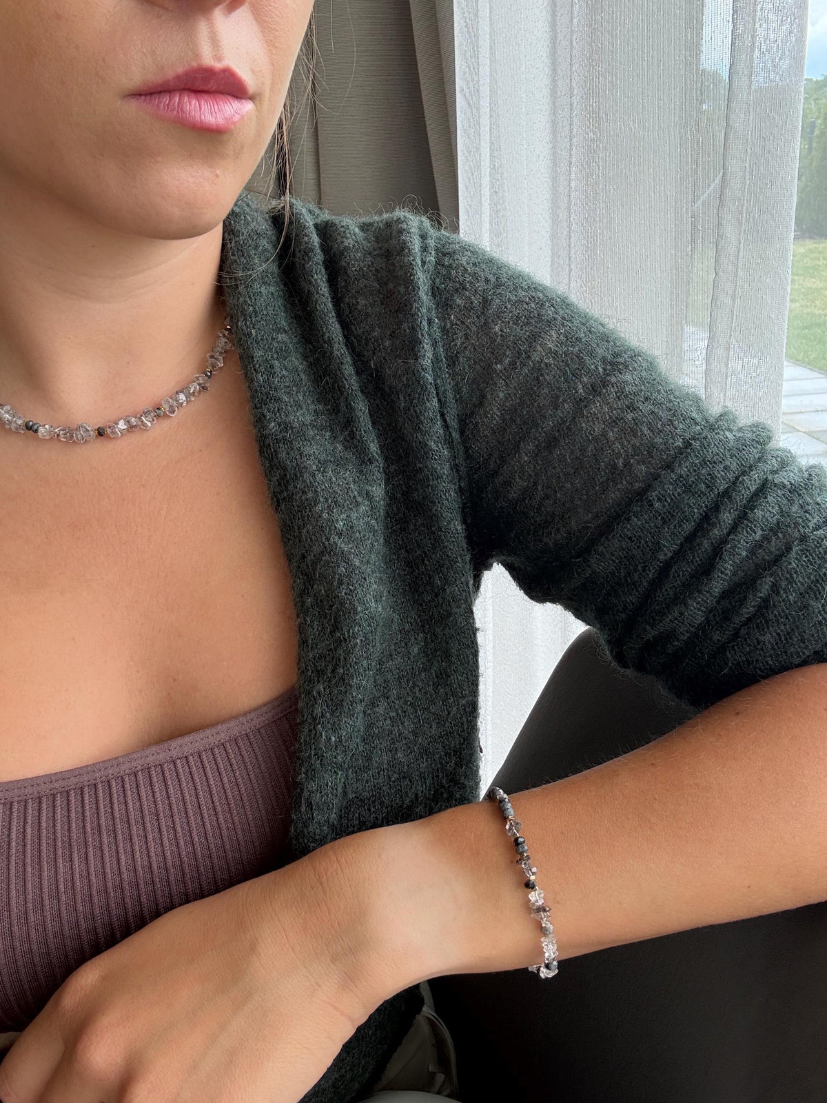 Herkimer Quartz Bracelet | Natural Gemstone Bracelet | Gold Filled | Handmade Minimalist Jewelry | Dainty Crystal Bracelet | Gift for Her