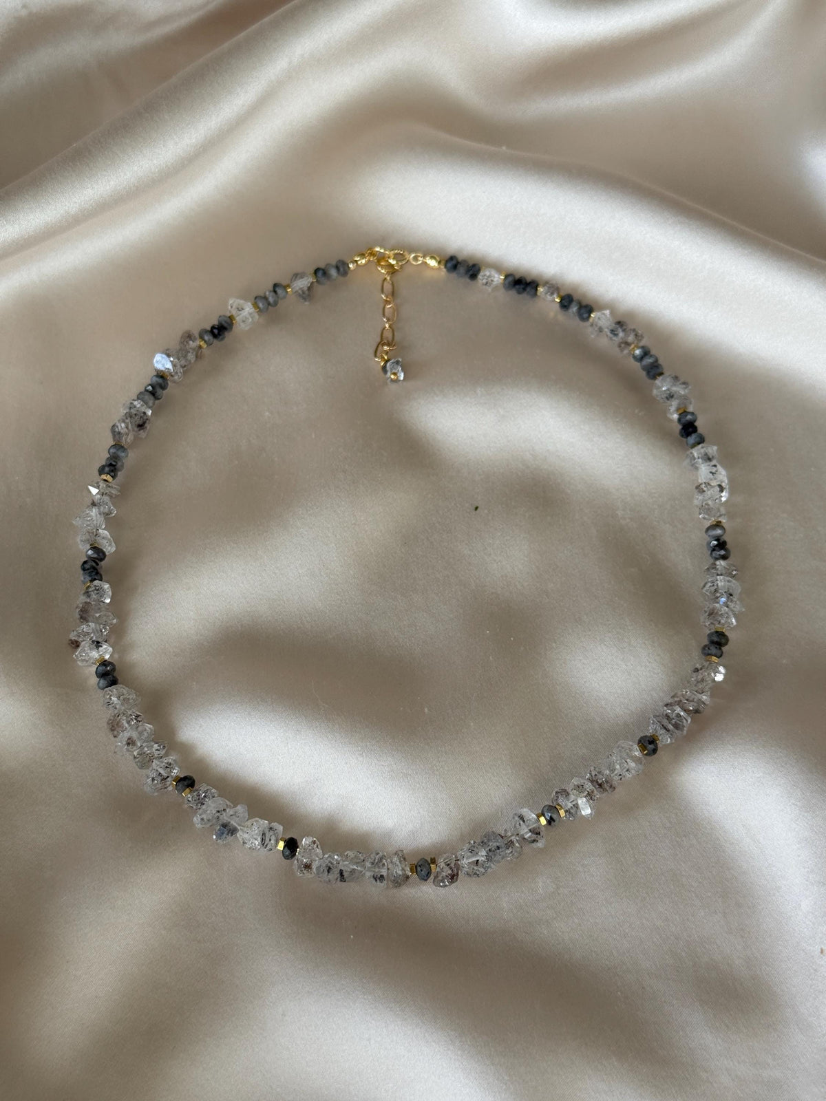 Herkimer Quartz & Labradorite Necklace | Handmade Natural Gemstone Necklace | Gold Filled Clasp | Minimalist Crystal Necklace | Gift for Her