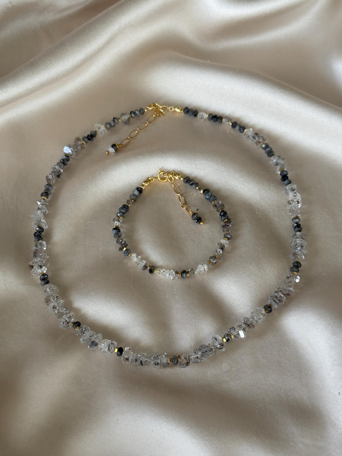 Herkimer Quartz & Labradorite Necklace | Handmade Natural Gemstone Necklace | Gold Filled Clasp | Minimalist Crystal Necklace | Gift for Her