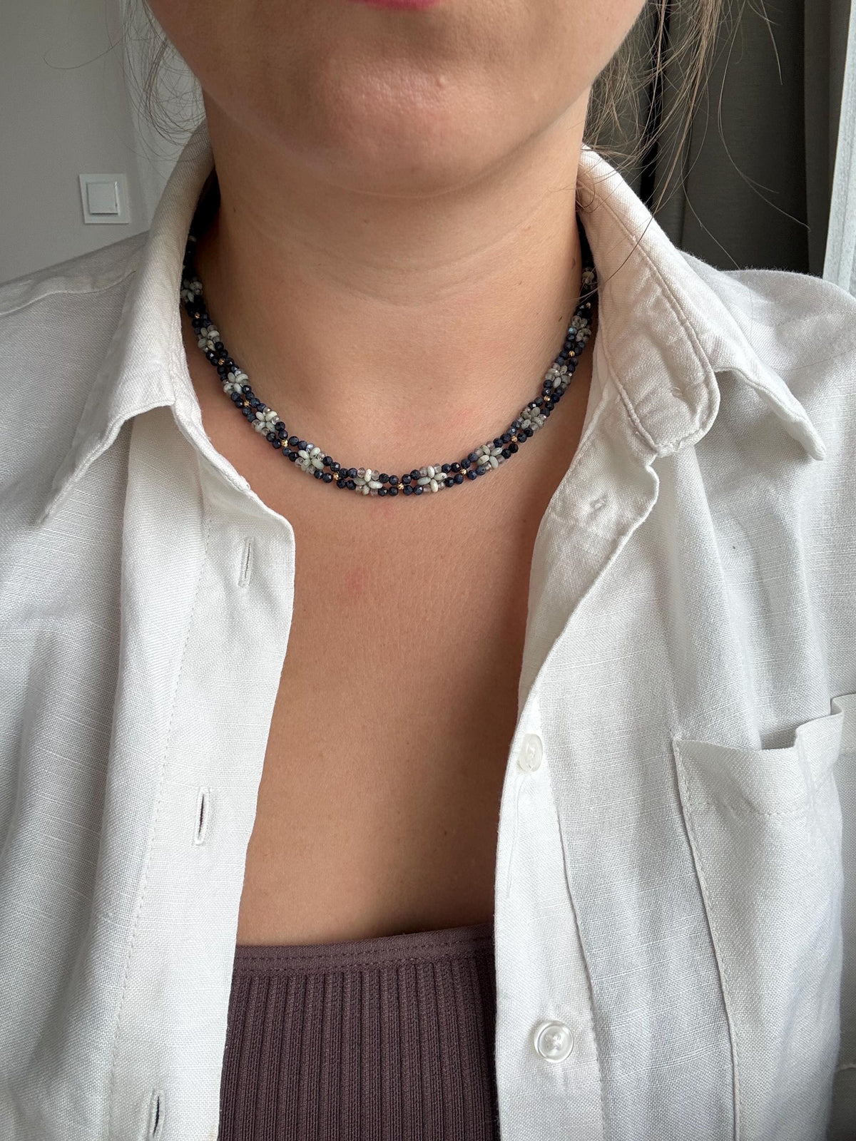 Sapphire & Labradorite Necklace | Handmade Natural Gemstone Necklace | Gold Filled Clasp | Minimalist Blue Gemstone Necklace | Gift for Her