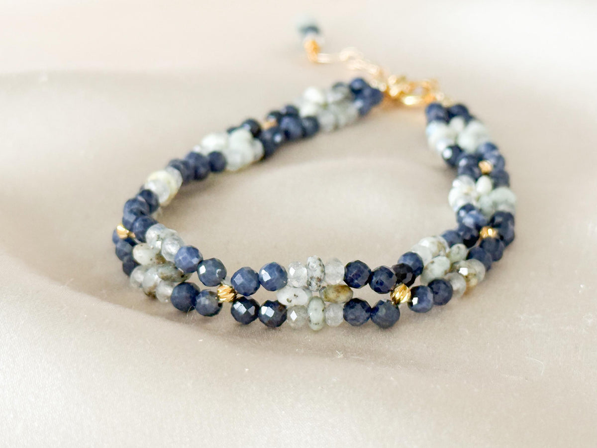 Sapphire & Labradorite Bracelet | Handmade Natural Gemstone Bracelet | Gold Filled Clasp | Minimalist Blue Gemstone Jewelry | Gift for Her