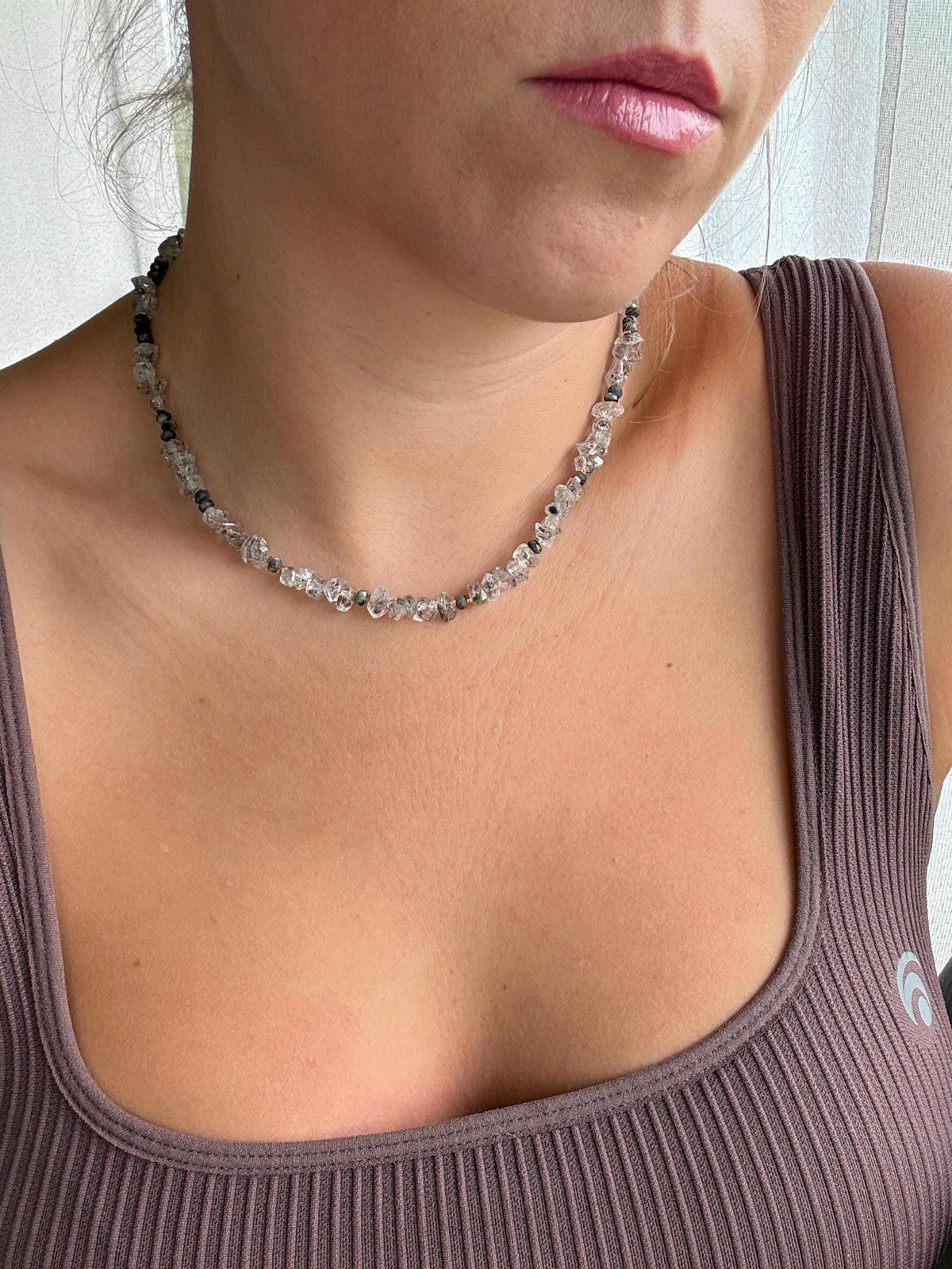 Herkimer Quartz & Labradorite Necklace | Handmade Natural Gemstone Necklace | Gold Filled Clasp | Minimalist Crystal Necklace | Gift for Her