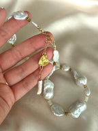 White Baroque Pearl Necklace | Ethiopian Opal Necklace | Natural Gemstone Necklace | Gold Filled Clasp | Handmade Jewelry | Stone Orchard