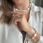 White Baroque Pearl Necklace | Ethiopian Opal Necklace | Natural Gemstone Necklace | Gold Filled Clasp | Handmade Jewelry | Stone Orchard