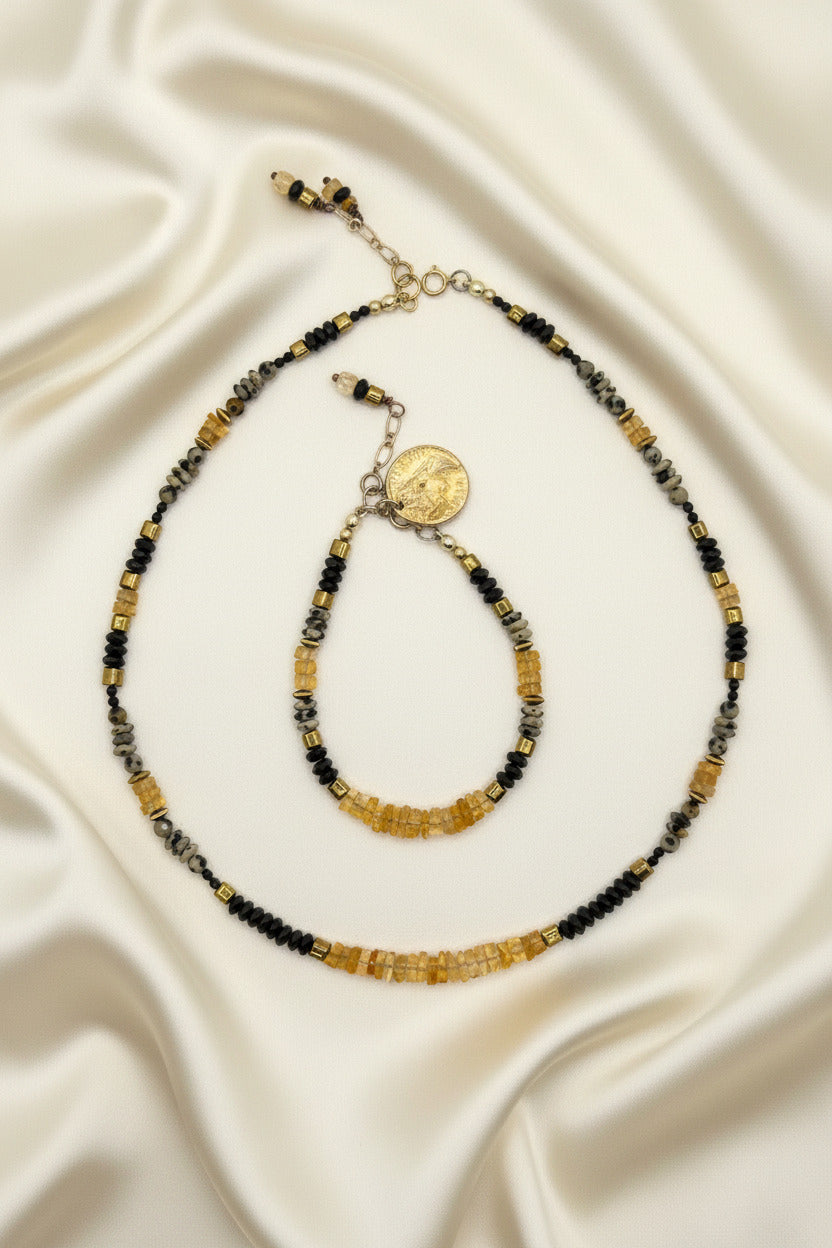 Premium Natural Gemstone Necklace & Bracelet Set
