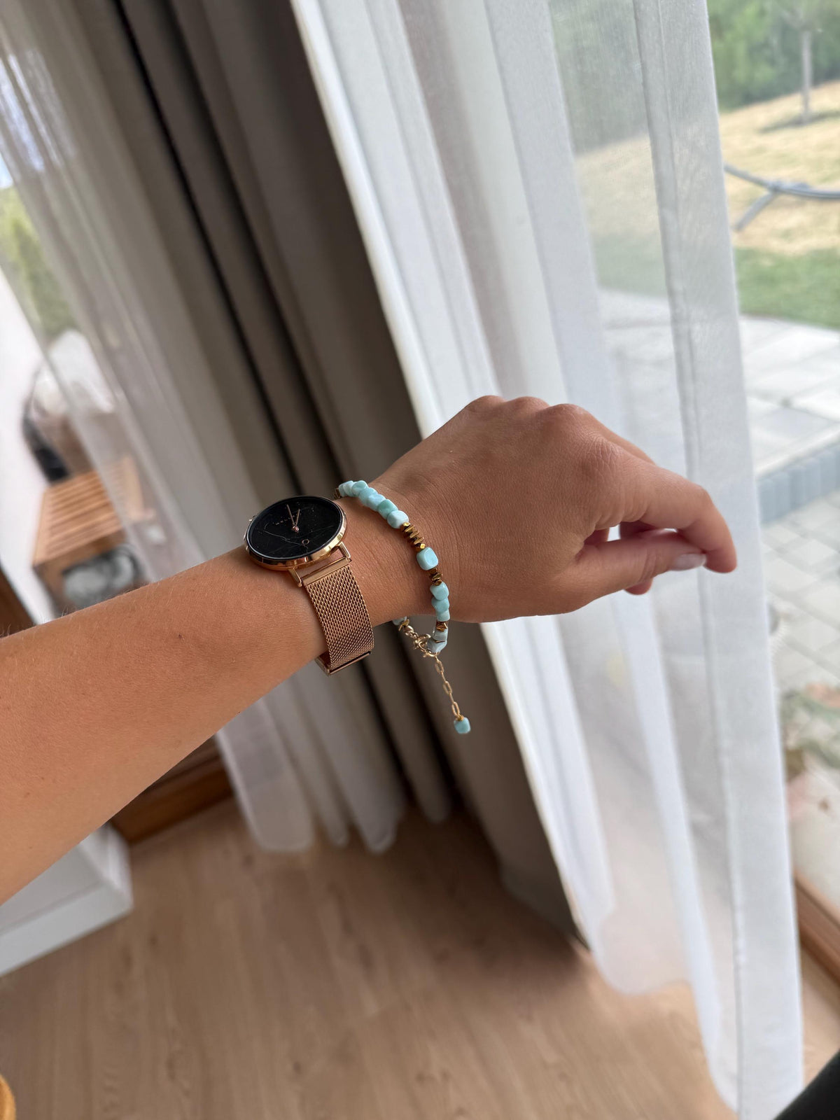 Larimar Bracelet | Natural Larimar Bracelet | Gold Filled Clasp | Handmade Gemstone Jewelry | Stone Orchard