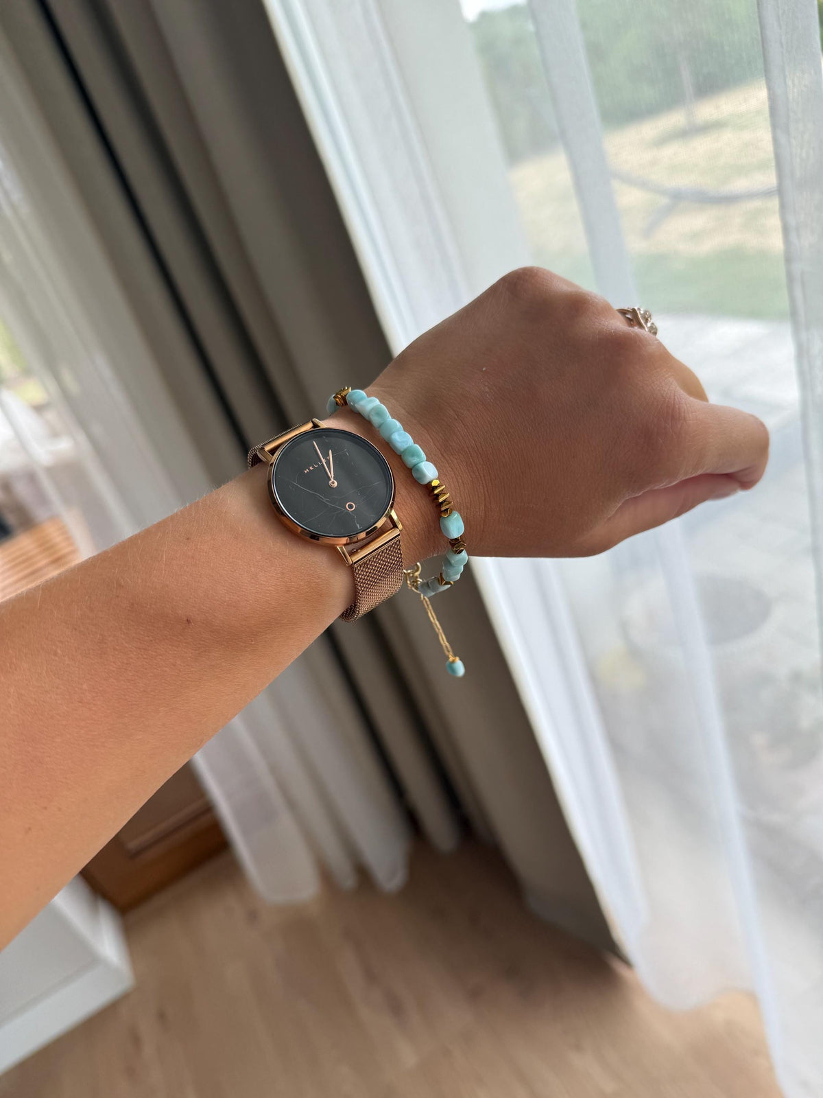 Larimar Bracelet | Natural Larimar Bracelet | Gold Filled Clasp | Handmade Gemstone Jewelry | Stone Orchard