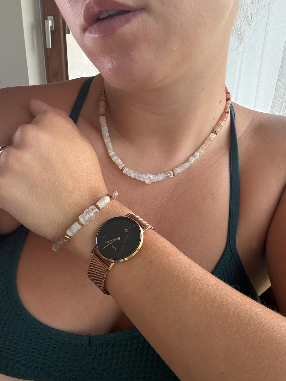 Moonstone & Sunstone Bracelet | Handmade Natural Gemstone Bracelet | Gold Filled Clasp | Minimalist Jewelry | Gift for Her
