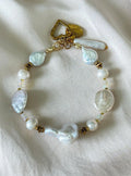 White Baroque Pearl Bracelet | Ethiopian Opal Bracelet | Natural Gemstone Jewelry | Gold Filled Clasp | 19,5 cm