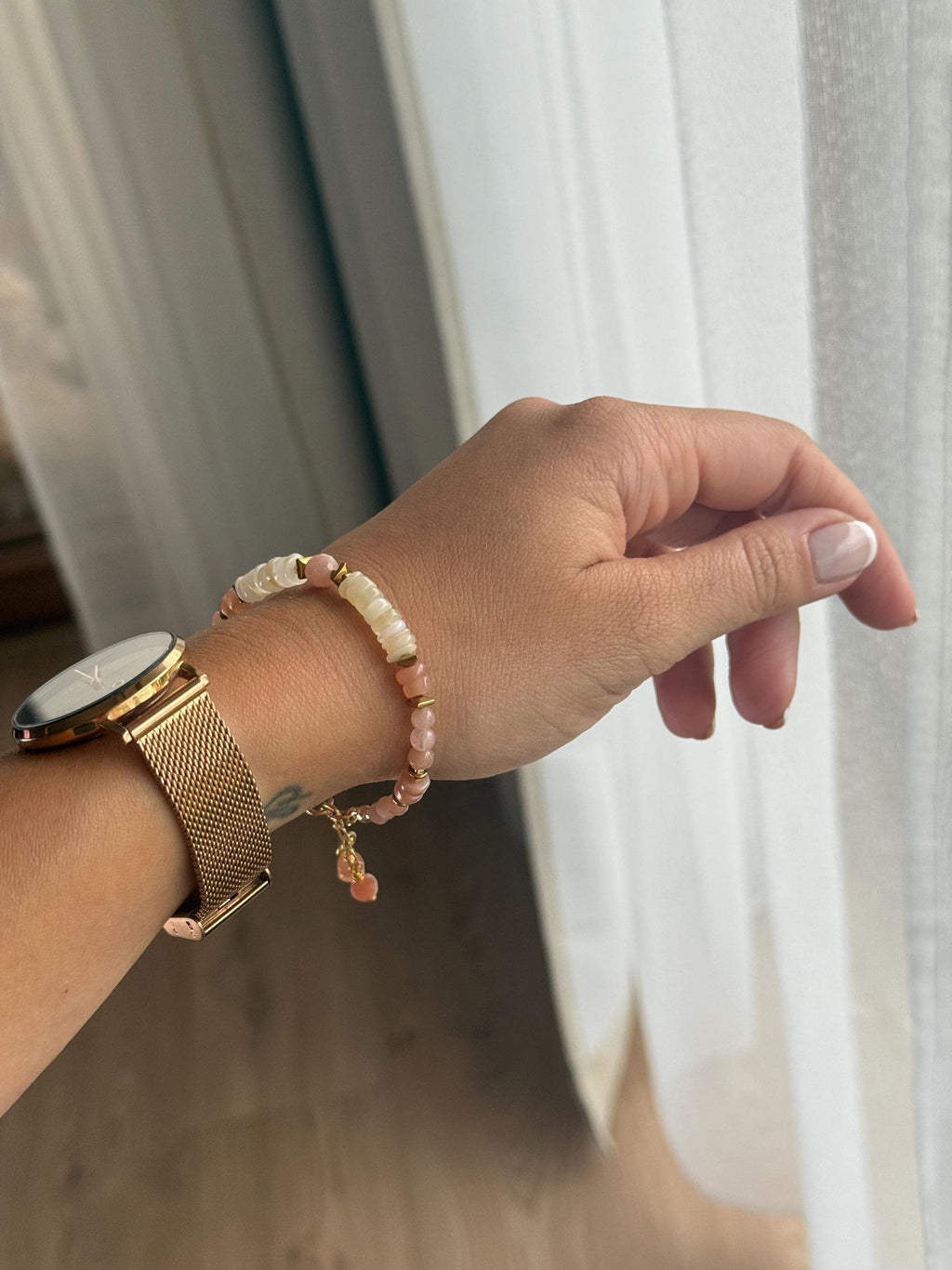 Moonstone & Sunstone Bracelet | Natural Gemstone Bracelet | Gold Filled clasp | Handmade Bracelet | Stone Orchard