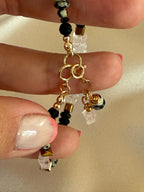 Morganite, Black Tourmaline, Dalmatian Jasper & Hematite Bracelet | Natural Gemstone Bracelet | Gold Filled Clasp | 18 cm