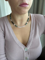 Morganite, Rose Quartz & African Turquoise Necklace | Natural Gemstone Necklace | Gold Filled Clasp | Handmade Jewelry | 45 cm