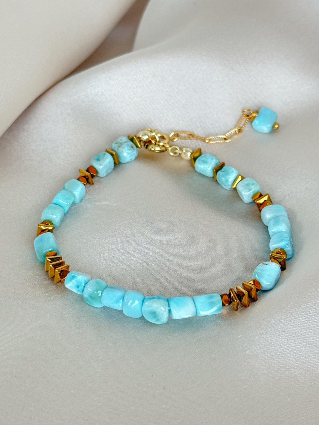 Larimar Bracelet | Natural Larimar Bracelet | Gold Filled Clasp | Handmade Gemstone Jewelry | Stone Orchard