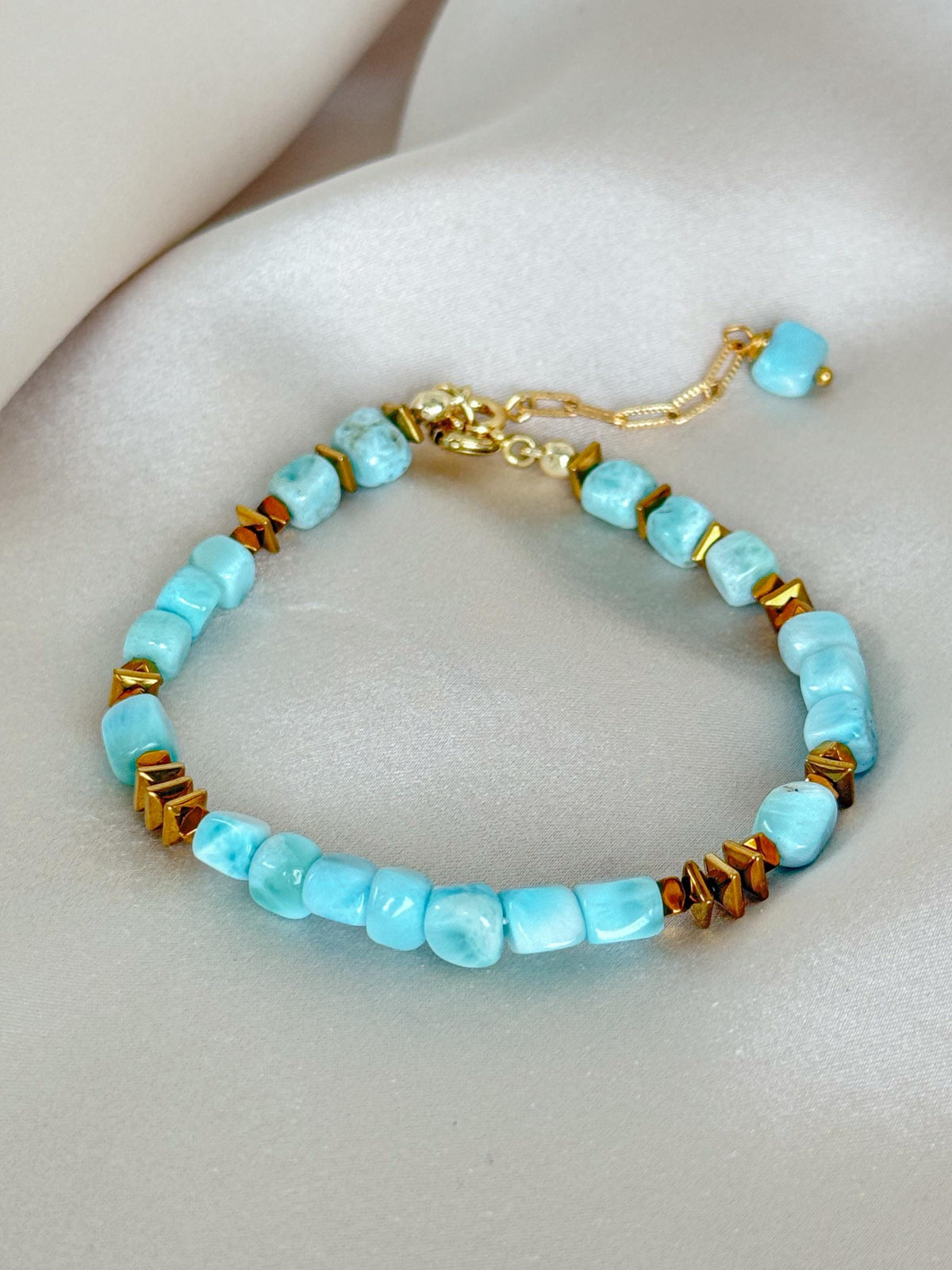 Larimar Bracelet | Natural Larimar Bracelet | Gold Filled Clasp | Handmade Gemstone Jewelry | Stone Orchard